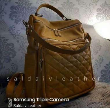 MIVASO [ Size M ] Tas Ransel Kulit Asli SDL106 Kuning kunyit