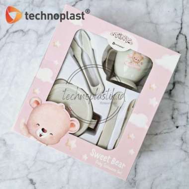 TECHNOPLAST Tiny TREASURE Baby Tableware Set |Peralatan Makan baby Set Cream