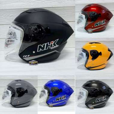 HELM NHK R1 MAX SOLID DOUBLE VISOR HALF FACE L ROYAL RED