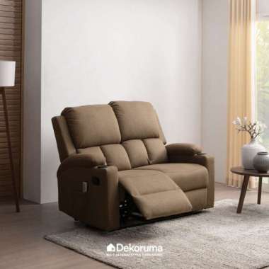 Dekoruma HASHI Sofa Santai Recliner 2 Seater Kain - Cokelat