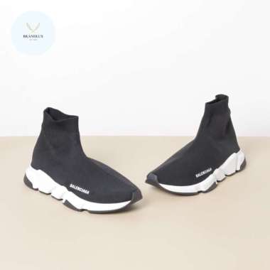 BALENCIAGA Men Speed Trainers in Black/White Recycled Knit - 100% Authentic 42