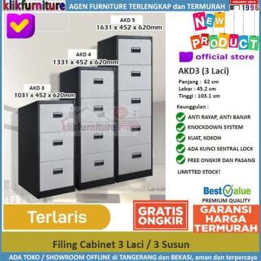 Steel File Cabinet 3 Drawers Laci Susun AKD3