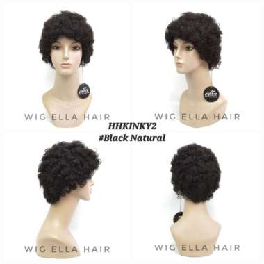Wig Rambut Asli atau Human Hair Wig ella HHKINKY2 Black Natural