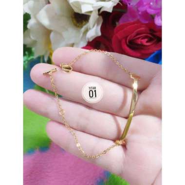 Gelang Tangan Titanium Rantai Plat