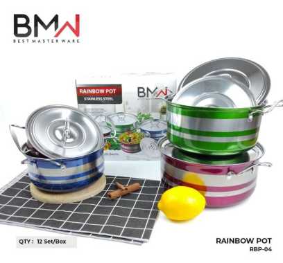 COD // Panci Pelangi // Panci Set Rainbow Stainless // BMW Panci Set 4 In 1 Warna // Panci Stainless