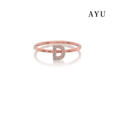 AYU PAVE INITIAL RING 17K ROSE GOLD ( L - Y ) 17K ROSE GOLD - V