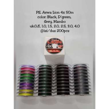 Senar Pancing PE Aewa Lion 4X 50 meter/ Senar PE Grace Strong Power 4x 50 meter