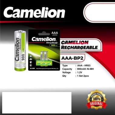 Camelion Rechargeable Battery Charger AAA Baterai Cas A3 Batere 900mAh