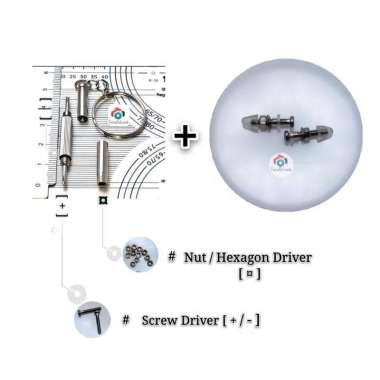 Screw Lock Screw Baut Kacamata Baut Rimless Frame Sungglas Mur Kacamata Screw + Key