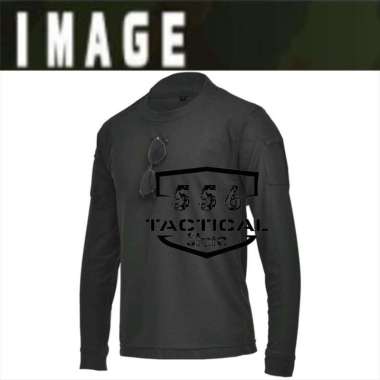 Kaos / Baju polos Pria Lengan Panjang Import Tactical - hitam M