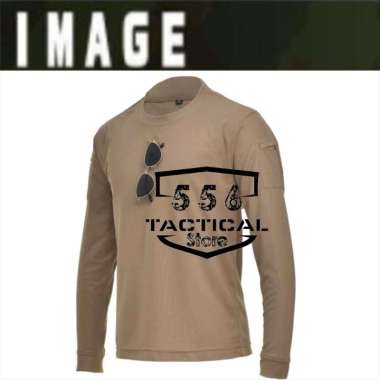 Kaos / Baju polos Pria Lengan Panjang Import Tactical - coklat XL