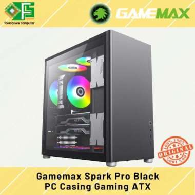 PC Casing Gamemax Spark Pro Black ATX Komputer Case Tempered Glass