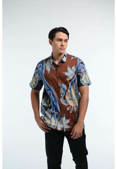 Manzone Kemeja Batik Pria Lengan Pendek ZRB-PAMUNGKAS- MAROON MAROON S