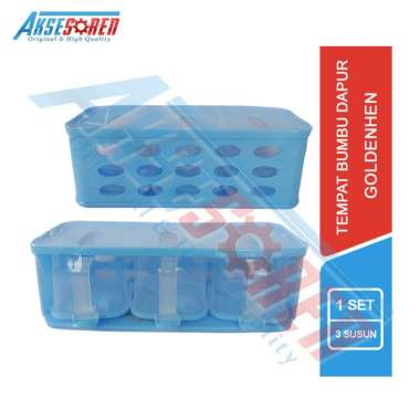 Aksesoren Tempat Bumbu Dapur + Sendok Goldenhen [1 Set] / Seasoning Wadah Garam Lada Plastik 2 3 4 S