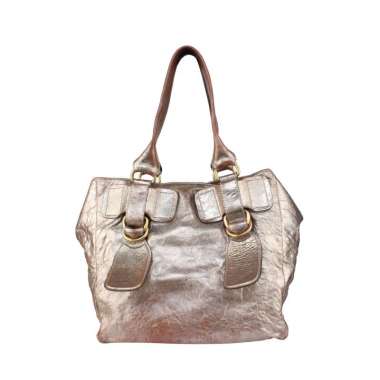 Chloe Bay Leather Tote Bag Gold
