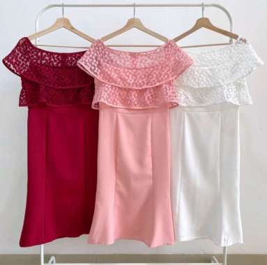 (PS) REALPIC DRESS PREMIUM ORGANZA PS239457/ Organza Ruffle Dress Premium 1pc dress pink