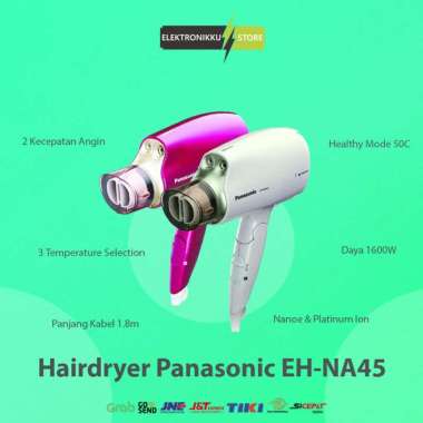 100% Produk Ori Hairdryer Panasonic Eh-Na45 Nanoe &amp; Platinum Ion Alat Pengering Rambut Multicolor