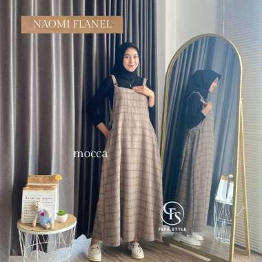 ZS NAOMI OVERALL FLANEL WANITA BY FEFASTYLE XL MOCCA NAOMI FLANEL