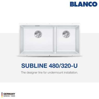 Kitchen Sink Bak Cuci Piring Granit 2 Lubang BLANCO Silgranit SUBLINE 480/320-U - Pemasangan Undermo