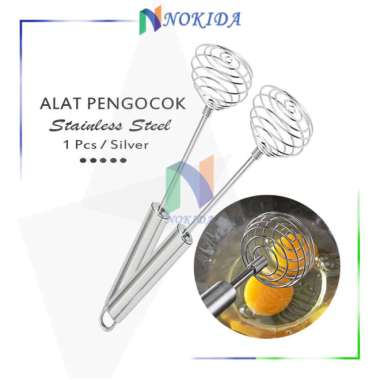 Nokida Pengocok Telur Spiral / Kocokan Adonan Kue Bolu / Alat Memasak Bahan Stainless Steel Random