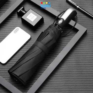BATHI Payung Lipat Jumbo Otomatis Polos Anti UV Kuat Lebar 105cm CJZ13 Black