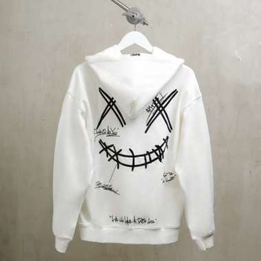 Hoodie RIC Ricky Is Clown X BLACK STENCIL WHITE HOODIE 100% ORI - L