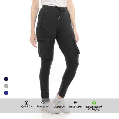 Flexzone Celana Jogger Cargo Wanita FCS-520 Lari Jogging Gym L Hitam