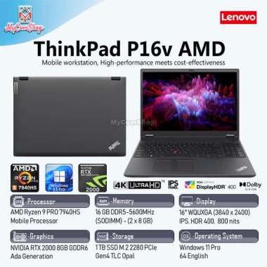 LENOVO THINKPAD P16V RYZEN 9 PRO 7940HS 16GB 1TB RTX 2000 8GB 16" 4K