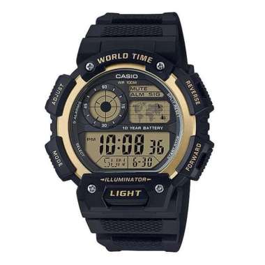 JAM TANGAN CASIO AE-1400WH-9AVDF PRIA BLACK GOLD ORIGINAL