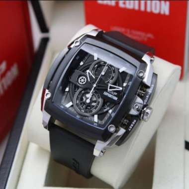 JAM TANGAN PRIA EXPEDITION EXP 3008 / E 3008 / E3008 RUBBER ORIGINAL SILVER BLACK