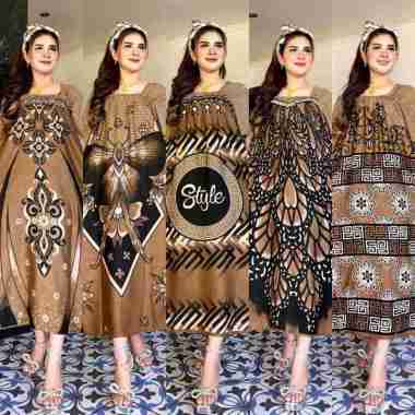 DASTER DRES FUJI ULVA LD 128 JUMBO BIGSIZE KARET DEPAN DRESS FUJI RAYON SANTUNG VIRAL MODEL TERBARU 
