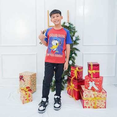 Tshirt/ Kaos Anak Laki Merah/ Donald Duck The True Original 8 tahun