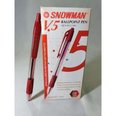 Pulpen SNOWMAN V-5 0.7 mm / Ballpoint SNOWMAN V5 0.7mm Merah