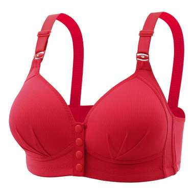 Bra Kait Depan BH Menyusui Jumbo Big Size Wanita Tanpa Kawat Ukuran Besar Kancing Merah 46