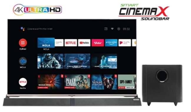 Led Polytron Android TV 50 inch PLD 50BUG9959 | Cinemax Soundbar Digital Tv 4K HDR 50 ug