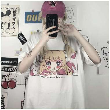 Verish KBS-89 kaos anime girl japanese manga print oversize t-shirt fashion import wanita PUTIH