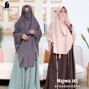 gamis set cadar Najwa set gamis sunnah syari abaya XL ABU SOFTGREEN