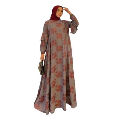 Riana Dress Premium JUMBO Gamis Lebaran Dress Kondangan Lengan Lonceng Denim