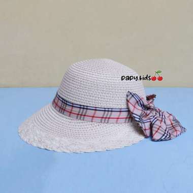 VERISH Topi caddy motif pita CP3 / Topi caddy wanita / Topi pantai motif Bw pita kotak