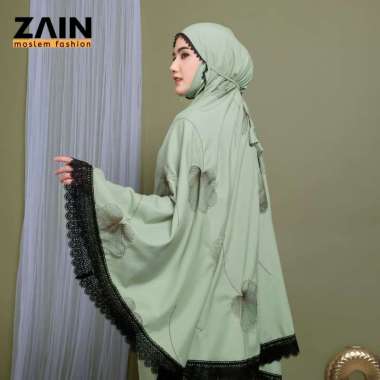 ZAIN- Mukena Dewasa Penutup Dagu 2in1 Bordir Laurella Exlusive Greentea