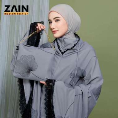 ZAIN- Mukena Dewasa Penutup Dagu 2in1 Bordir Laurella Exlusive Grey