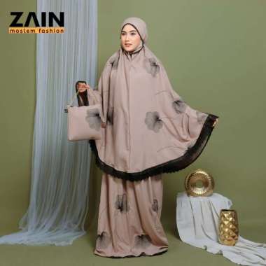 ZAIN- Mukena Dewasa Penutup Dagu 2in1 Bordir Laurella Exlusive Milky