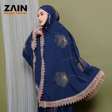 ZAIN- Mukena Dewasa Penutup Dagu 2in1 Bordir Laurella Exlusive Navy