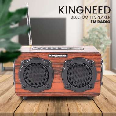 Bluetooth Speaker FM Radio Wood Design Compact