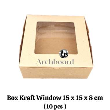 Box Kraft Window 15 x 15 x 8 / Dus Box Kotak Laminasi Dalam (10 pcs)