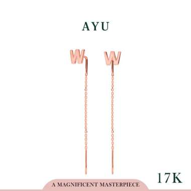 AYU Anting Emas - Initial Thread Earrings 17k Rose Gold Inital A-Z