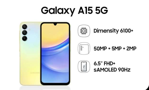 SAMSUNG A15 5G RAM 8/256 GB GARANSI RESMI 1 TAHUN BISA KREDIVO / PAYLATER KUNING
