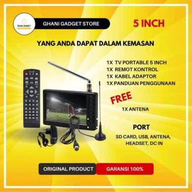 Promo Tv Portable Mini Led Monitor Televisi Kecil Portabel Digital Analog Hd 5 inch