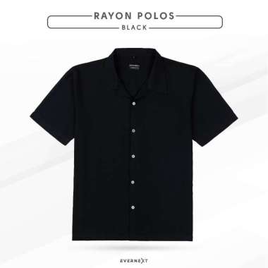 Kemeja Polos Pria Lengan Pendek Formal Premium Branded Evernext Kemeja Rayon RAYON BLACK XXL