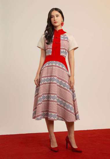 Minimal Melvee Clover Dress Red Lengan Pendek S RED